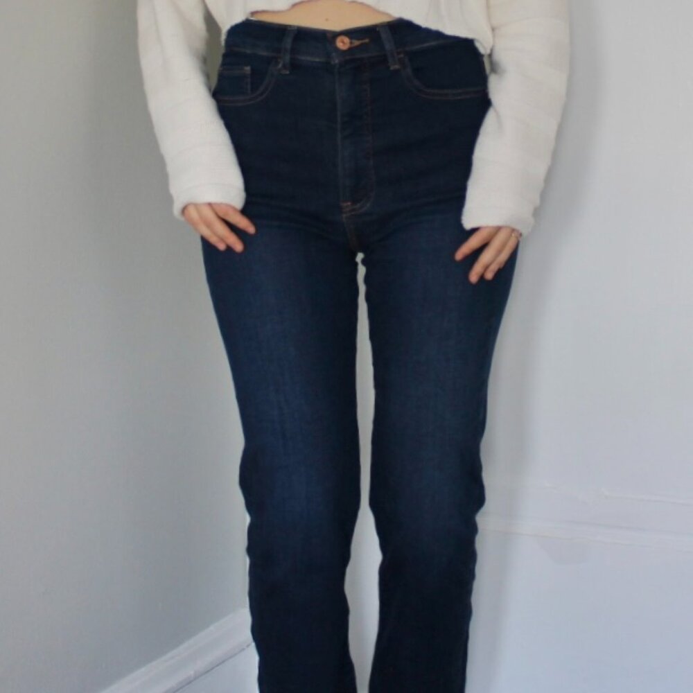 Express dark wash high-waisted slim fit jeans size 4R